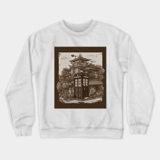 Retro illustration of tardis in Japan Crewneck Sweatshirt